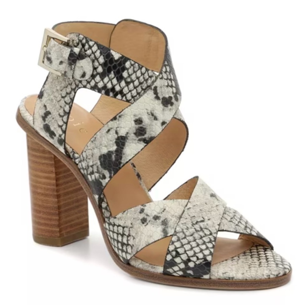 JOIE Avery 9 Python  $295 Leather Buckle Ankle Strap Sandals High Heels